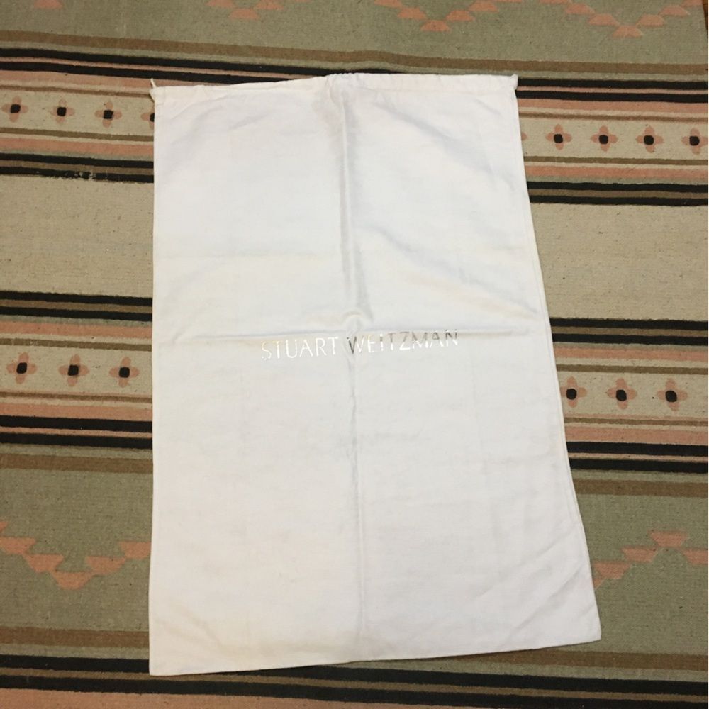 Stuart Weitzman extra large White drawstring dustbag silver logo dust bag